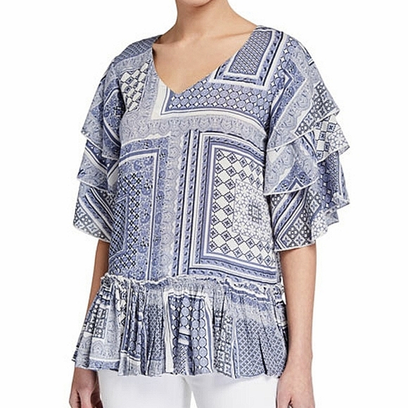 Neiman Marcus Tops - Neiman Marcus Pure Nordic Bistro Cuba-Print Top